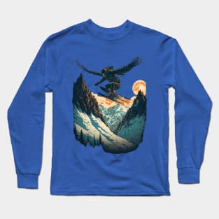 Skiing Freeriding Design. Ski and Snowboard Mountain Long Sleeve T-Shirt